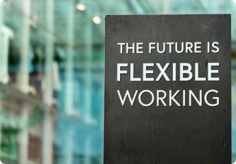 a sign saying flexible working
