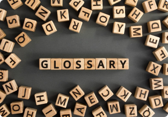some bricks with letters on spelling out the word gloassary